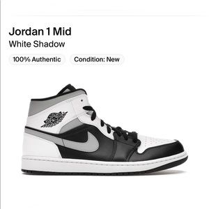Air Jordan 1 Mid White Shadow Sneakers